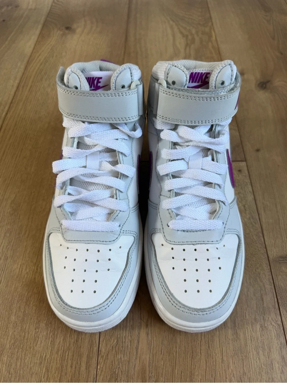 Nike Court Borough Mid 2 GS 'Pure Platinum Vivid Purple' Shoes Kids Size 3.5Y